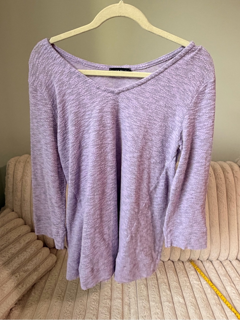 Nally & Millie Lavender V-Neck Plush Knit Top